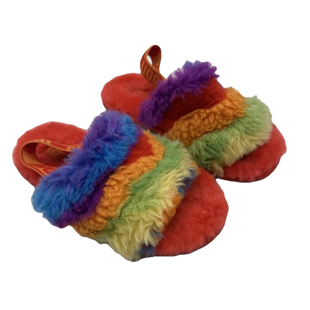 UGG Fluff Yeah Rainbow  Platform Strap Support Slippers‎ Size 11 Girls